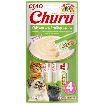 Inaba Ciao Churu Cream Tavuklu ve Deniz Taraklı Krema Kedi Ödülü 4x14 Gr - 1