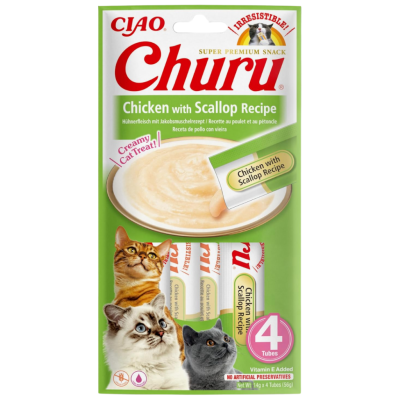 İnaba Ciao Churu Cream Tavuklu ve Deniz Taraklı Krema Kedi Ödülü 4 x 14 Gr - 1