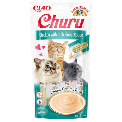 İnaba Ciao Churu Cream Tavuklu ve Yengeçli Krema Kedi Ödülü 4 x 14 Gr - 1