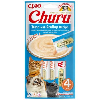 Inaba Ciao Churu Cream Ton Balıklı ve Deniz Taraklı Krema Kedi Ödülü 4x14 Gr - 1