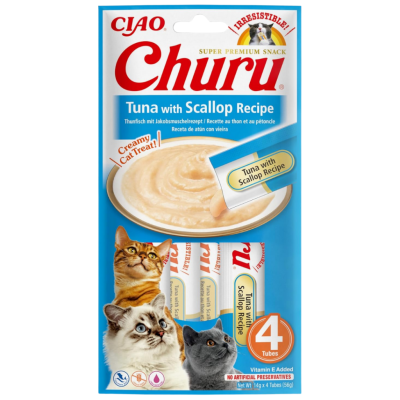 İnaba Ciao Churu Cream Ton Balıklı ve Deniz Taraklı Krema Kedi Ödülü 4 x 14 Gr - 1