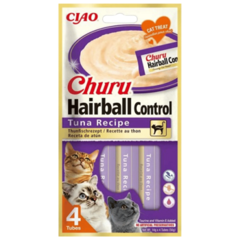 Inaba Ciao Churu Hairball Cream Tüy Yumağı Kontrollü Ton Balıklı Krema Kedi Ödülü 4x14 Gr - 1