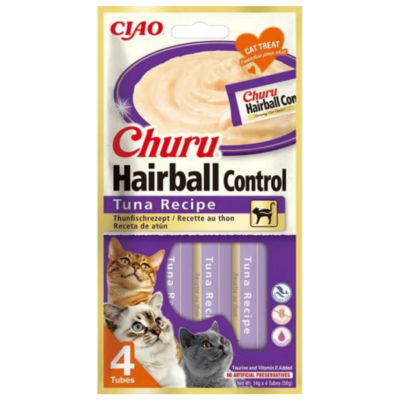 İnaba Ciao Churu Hairball Cream Tüy Yumağı Kontrollü Ton Balıklı Krema Kedi Ödülü 4 x 14 Gr - 1