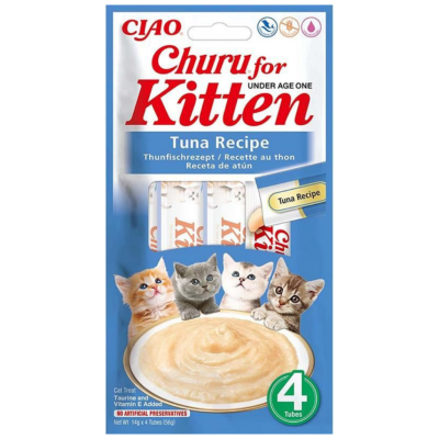 İnaba Ciao Churu Kitten Cream Ton Balıklı Krema Yavru Kedi Ödülü 4 x 14 Gr - 1