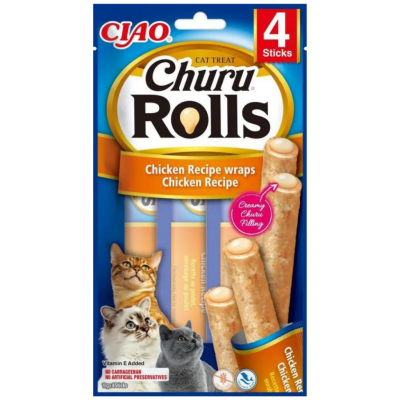 İnaba Ciao Churu Rolls Tavuk Sargılı Kedi Ödülü 4 x 10 Gr - 1