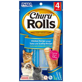 İnaba Ciao Churu Rolls Tavuk Sargılı Ton Balıklı ve Deniz Taraklı Kedi Ödülü 4x10 Gr - 1
