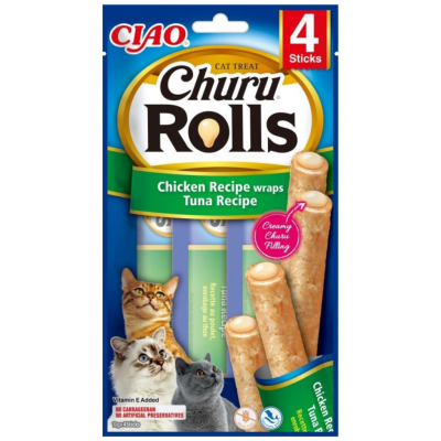 İnaba Ciao Churu Rolls Tavuk Sargılı ve Ton Balıklı Kedi Ödülü 4 x 10 Gr - 1