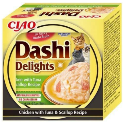 İnaba Ciao Dashi Delights Tavuklu Ton Balıklı ve Deniz Taraklı Kedi Çorbası 70 Gr - 2