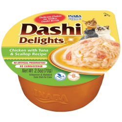 İnaba Ciao Dashi Delights Tavuklu Ton Balıklı ve Deniz Taraklı Kedi Çorbası 70 Gr - 1