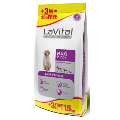 LaVital Maxi Puppy Kuzu Etli Büyük Irk Yavru Köpek Maması 15 Kg - 1