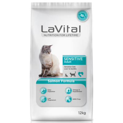 LaVital Sensitive Hassas Sindirim Sistemine Sahip Kediler İçin Somonlu Yetişkin Kedi Maması 12kg - 1