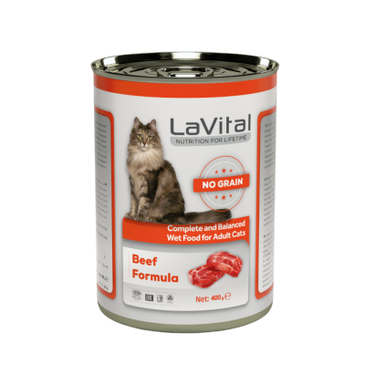 LaVital Tahılsız Sığır Etli Yetişkin Kedi Konserve Maması Pate 400 Gr - 1