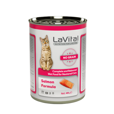 LaVital Tahılsız Sterilised Somonlu Kısırlaştırılmış Kedi Konserve Maması Pate 400 Gr - 1