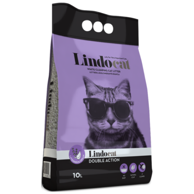 Lindocat Double Action Lavanta Kokulu Topaklanan İnce Taneli Bentonit Kedi Kumu 10 Litre - 1