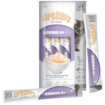 M-PETS Creamy Fonksiyonel Ageing 6+ Ördekli Ton Balıklı ve Somonlu Krema Kedi Ödülü 4x15 Gr - 1