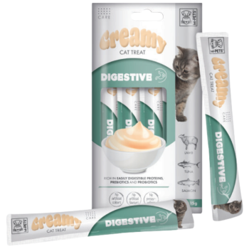 M-PETS Creamy Fonksiyonel Digestive Kuzu Etli Ton Balıklı ve Somonlu Krema Kedi Ödülü 4x15 Gr - 1