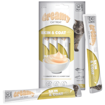 M-PETS Creamy Fonksiyonel Skin & Coat Ton Balıklı ve Somonlu Krema Kedi Ödülü 4x15 Gr - 1