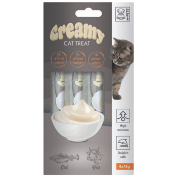 M-PETS Creamy Morina Balıklı ve Sığır Etli Krema Kedi Ödülü 4x15 Gr - 1