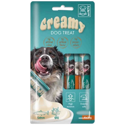 M-PETS Creamy Somon Balıklı ve Biftekli Krema Köpek Ödülü 4 x 15 Gr - 1