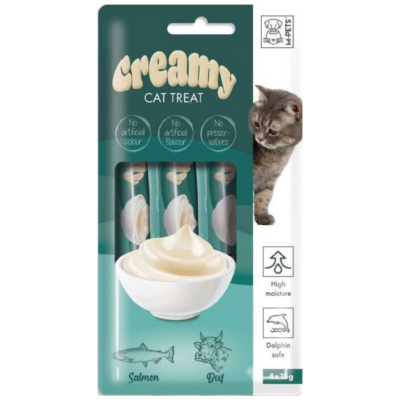 M-PETS Creamy Somon Balıklı ve Sığır Etli Krema Kedi Ödülü 4 x 15 Gr - 1