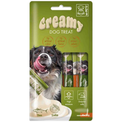 M-PETS Creamy Ton Balıklı ve Deniz Taraklı Krema Köpek Ödülü 4 x 15 Gr - 1