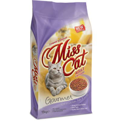 Miss Cat Gourmet Tavuk Balık ve Karaciğerli Yetişkin Kedi Maması 15 Kg - 1