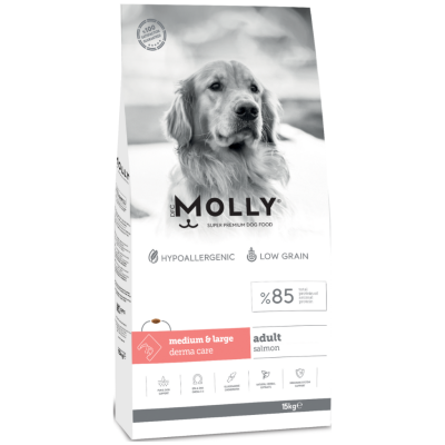 Molly Medium Adult Derma Care Somonlu Orta ve Büyük Irk Yetişkin Köpek Maması 15 Kg - 1