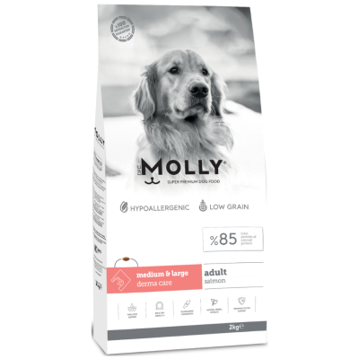 Molly Medium Adult Derma Care Somonlu Orta ve Büyük Irk Yetişkin Köpek Maması 2 Kg - 1