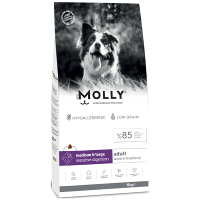 Molly Medium Adult Kuzu Etli & Yaban Mersinli Orta ve Büyük Irk Yetişkin Köpek Maması 15 Kg - 1