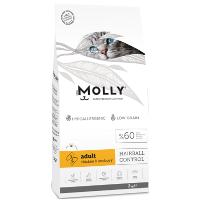 Molly Düşük Tahıllı Hypoallergenic Hairball Tavuklu & Hamsili Yetişkin Kedi Maması 2 Kg - 1