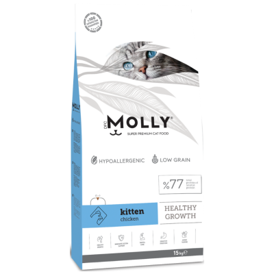 Molly Düşük Tahıllı Hypoallergenic Kitten Tavuklu Yavru Kedi Maması 15 Kg - 1