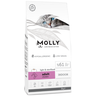 Molly Düşük Tahıllı Hypoallergenic Light & Sterilised Tavuklu Kısırlaştırılmış Kedi Maması 2 Kg - 1