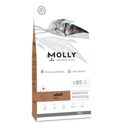 Molly Düşük Tahıllı Hypoallergenic Sensitive Digestion Kuzu Etli Yetişkin Kedi Maması 15 Kg - 1