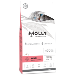 Molly Düşük Tahıllı Hypoallergenic Shiny Hair Karidesli & Somonlu Yetişkin Kedi Maması 15 Kg - Molly