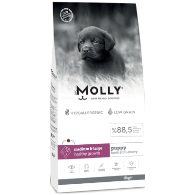 Molly Medium Puppy Kuzu Etli & Yaban Mersinli Orta ve Büyük Irk Yavru Köpek Maması 15 Kg - 1