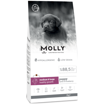 Molly Medium Puppy Kuzu Etli & Yaban Mersinli Orta ve Büyük Irk Yavru Köpek Maması 2 Kg - 1