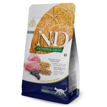 N&D Düşük Tahıllı Kuzu Etli ve Yaban Mersinli Yetişkin Kedi Maması 1.5 Kg - 1