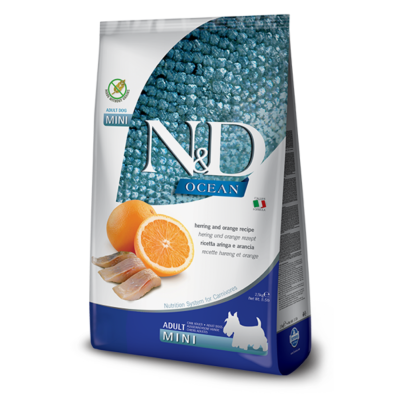 N&D Ocean Tahılsız Ringa Balıklı ve Portakallı Mini Adult Köpek Maması 2.5 Kg - 1