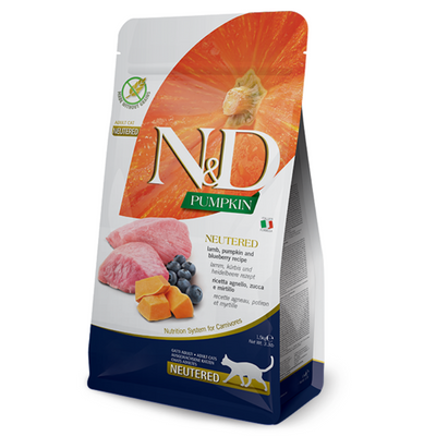 N&D Pumpkin Kuzu Etli Yaban Mersinli ve Balkabaklı Kısırlaştırılmış Kedi Maması 1.5 Kg - 1