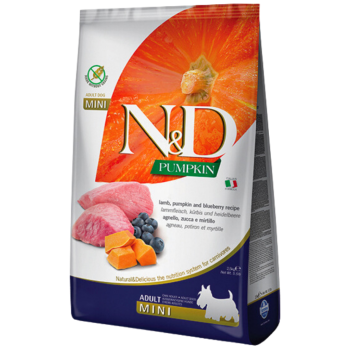 N&D Pumpkin Kuzu Etli Yaban Mersinli ve Balkabaklı Mini Adult Yetişkin Köpek Maması 7 Kg - 1