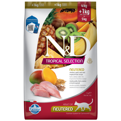 N&D Tropical Selection Sterilised Tavuklu Kısırlaştırılmış Kedi Maması 4+1 Kg - 1