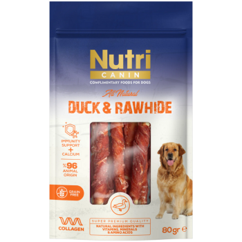 Nutri Canin Rawhide Ördek Eti Sargılı Burgu Kemik Köpek Ödülü 80 Gr - 1