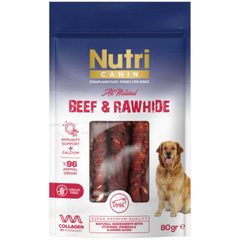 Nutri Canin Rawhide Sığır Eti Sargılı Burgu Kemik Köpek Ödülü 80 Gr - 1