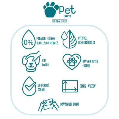 Pet Love Kediler ve Köpekler İçin %100 Doğal Argan Yağlı Evcil Hayvan Temizleme Mendili 60 Lı - 3