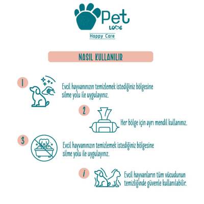 Pet Love Kediler ve Köpekler İçin %100 Doğal Argan Yağlı Evcil Hayvan Temizleme Mendili 60 Lı - 4