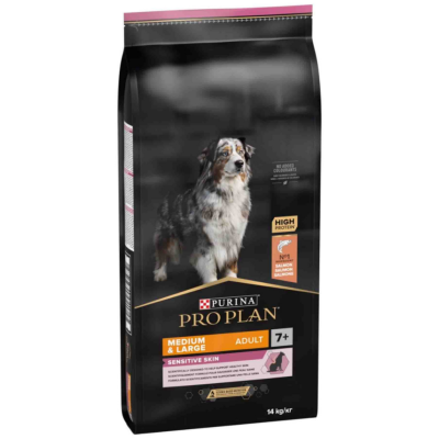 Pro Plan Sensitive Skin Senior 7 Yaş Üzeri Somonlu Orta ve Büyük Irk Yaşlı Köpek Maması 14 Kg - 1