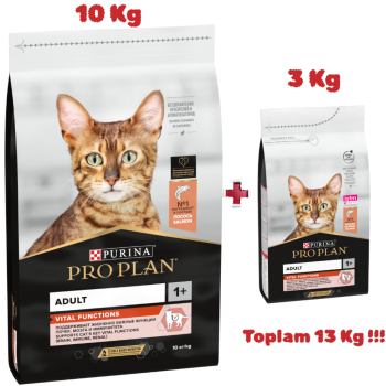 Pro Plan Vital Functions Somonlu Yetişkin Kedi Maması 10 Kg + 3 Kg (Toplam 13 Kg) - 1