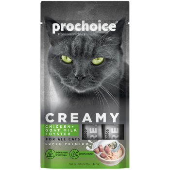 Prochoice Creamy Tavuklu Keçi Sütlü ve İstiridyeli Sıvı Kedi Ödülü 4x15 Gr - 1
