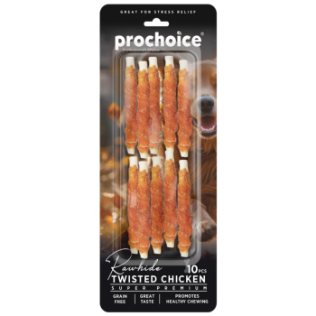 Prochoice Rawhide Twisted Chicken Tavuk Derisi Sargılı Burgu Çubuğu Köpek Ödülü 10 Lu - 1