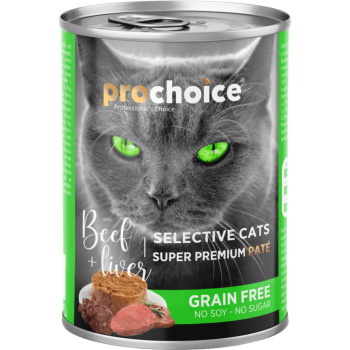 Prochoice Sığır Etli ve Ciğerli Tahılsız Kedi Konservesi Pate 400 Gr - 1